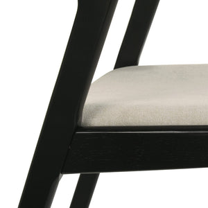 English Elm Lavin Upholstered Rubberwood Dining Chair Set Curved Back Mid-century Modern Style Black T2574P506252