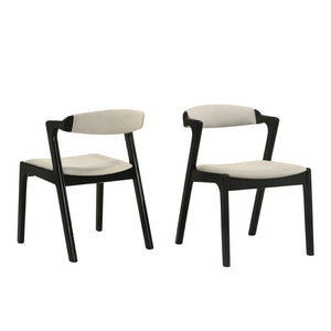 English Elm Lavin Upholstered Rubberwood Dining Chair Set Curved Back Mid-century Modern Style Black T2574P506252
