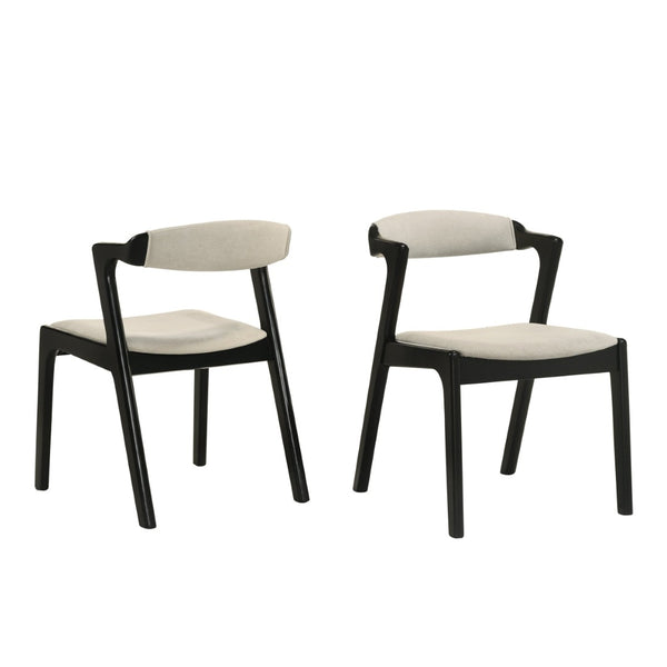 English Elm Lavin Upholstered Rubberwood Dining Chair Set Curved Back Mid-century Modern Style Black T2574P506252