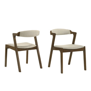 English Elm Lavin Upholstered Rubberwood Dining Chair Set Curved Back Mid-century Modern Style Walnut T2574P506253