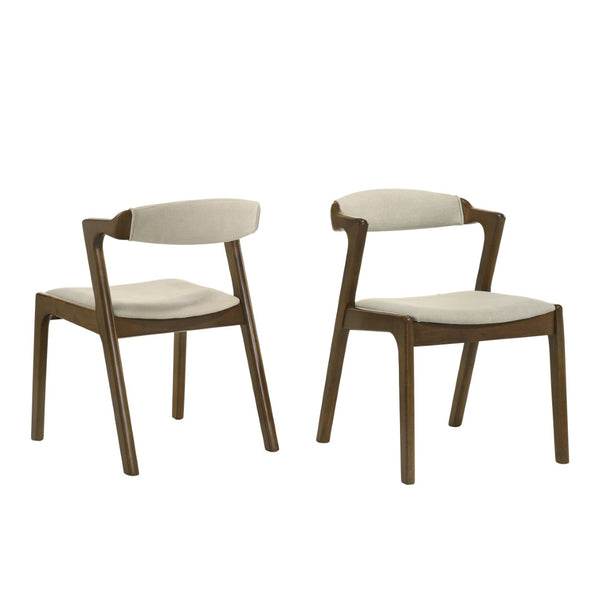 English Elm Lavin Upholstered Rubberwood Dining Chair Set Curved Back Mid-century Modern Style Walnut T2574P506253