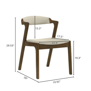English Elm Lavin Upholstered Rubberwood Dining Chair Set Curved Back Mid-century Modern Style Walnut T2574P506253