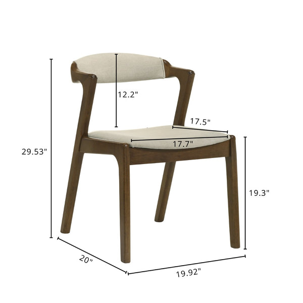 English Elm Lavin Upholstered Rubberwood Dining Chair Set Curved Back Mid-century Modern Style Walnut T2574P506253