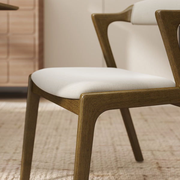English Elm Lavin Upholstered Rubberwood Dining Chair Set Curved Back Mid-century Modern Style Walnut T2574P506253