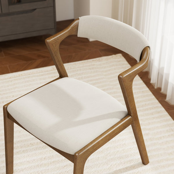 English Elm Lavin Upholstered Rubberwood Dining Chair Set Curved Back Mid-century Modern Style Walnut T2574P506253