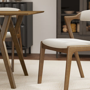 English Elm Lavin Upholstered Rubberwood Dining Chair Set Curved Back Mid-century Modern Style Walnut T2574P506253