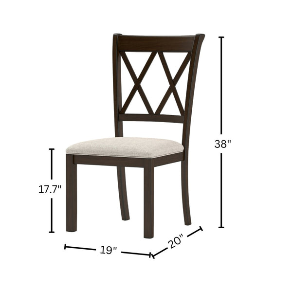 English Elm Windvale Cross-back Dining Chair Set Linen Upholstered Espresso Hardwood Frame T2574P506254