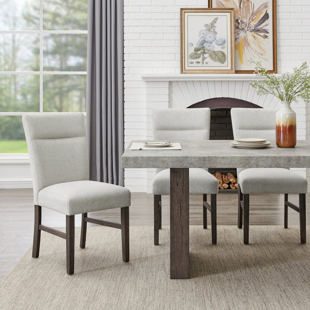 English Elm Sorlen Gray Fabric Upholstered Dining Chair Set with Plush Foam and Rubberwood Legs T2574P506255
