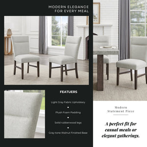 English Elm Sorlen Gray Fabric Upholstered Dining Chair Set with Plush Foam and Rubberwood Legs T2574P506255