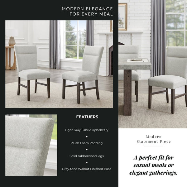 English Elm Sorlen Gray Fabric Upholstered Dining Chair Set with Plush Foam and Rubberwood Legs T2574P506255