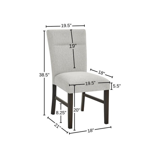 English Elm Sorlen Gray Fabric Upholstered Dining Chair Set with Plush Foam and Rubberwood Legs T2574P506255