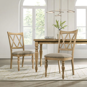 English Elm Verta Rubberwood Farmhouse Dining Chairs Set of 2 with Cross Back and Oak Finish T2574P506257