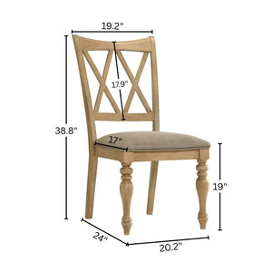 English Elm Verta Rubberwood Farmhouse Dining Chairs Set of 2 with Cross Back and Oak Finish T2574P506257