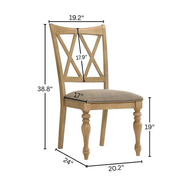 English Elm Verta Rubberwood Farmhouse Dining Chairs Set of 2 with Cross Back and Oak Finish T2574P506257