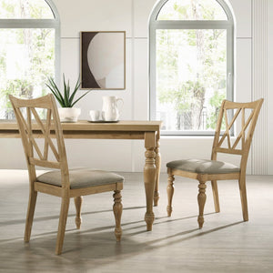English Elm Verta Rubberwood Farmhouse Dining Chairs Set of 2 with Cross Back and Oak Finish T2574P506257