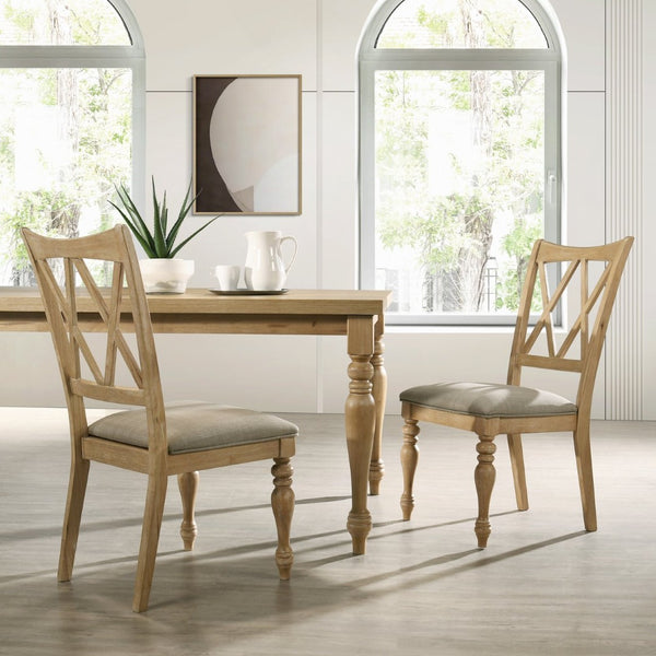 English Elm Verta Rubberwood Farmhouse Dining Chairs Set of 2 with Cross Back and Oak Finish T2574P506257