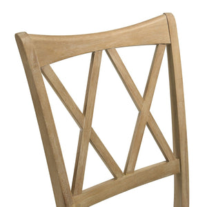 English Elm Verta Rubberwood Farmhouse Dining Chairs Set of 2 with Cross Back and Oak Finish T2574P506257