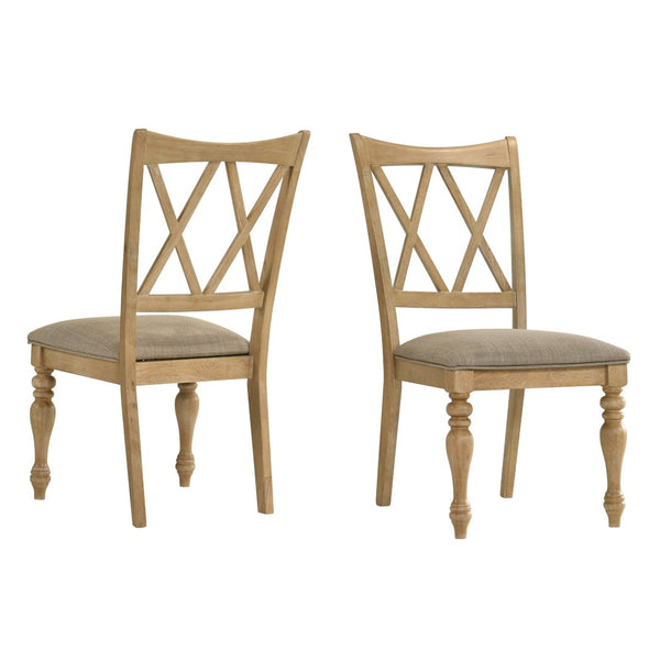 English Elm Verta Rubberwood Farmhouse Dining Chairs Set of 2 with Cross Back and Oak Finish T2574P506257
