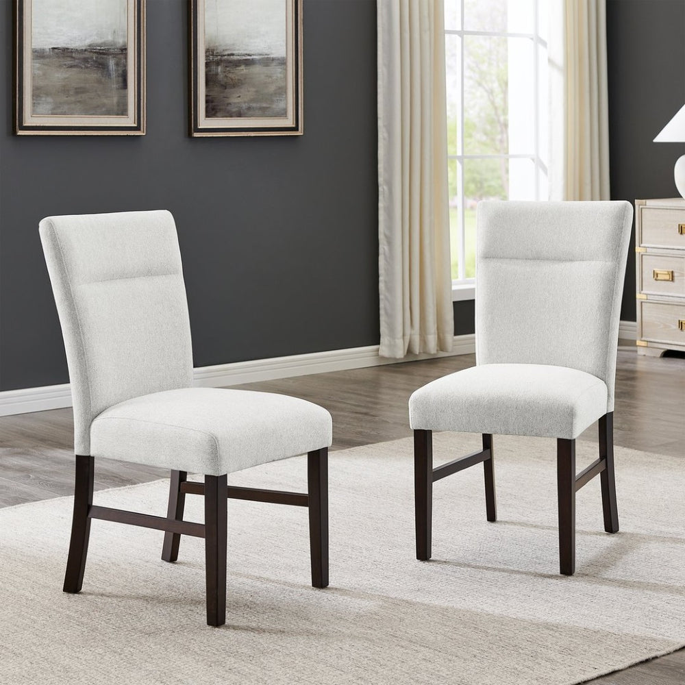 English Elm Madison Upholstered Dining Chair Set Tailored Gray Fabric Rubberwood Legs for Kitchen T2574P506258