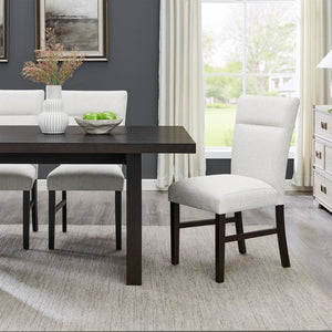 English Elm Madison Upholstered Dining Chair Set Tailored Gray Fabric Rubberwood Legs for Kitchen T2574P506258