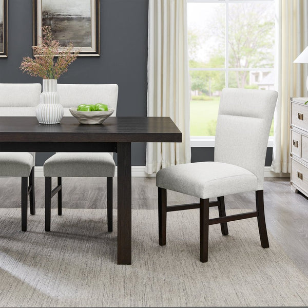 English Elm Madison Upholstered Dining Chair Set Tailored Gray Fabric Rubberwood Legs for Kitchen T2574P506258