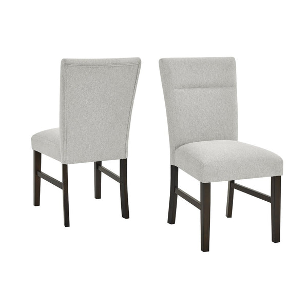 English Elm Madison Upholstered Dining Chair Set Tailored Gray Fabric Rubberwood Legs for Kitchen T2574P506258