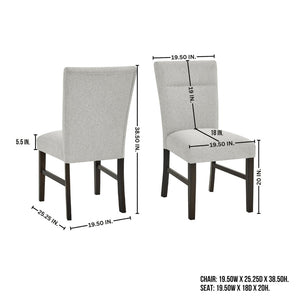 English Elm Madison Upholstered Dining Chair Set Tailored Gray Fabric Rubberwood Legs for Kitchen T2574P506258