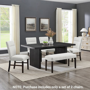 English Elm Madison Upholstered Dining Chair Set Tailored Gray Fabric Rubberwood Legs for Kitchen T2574P506258