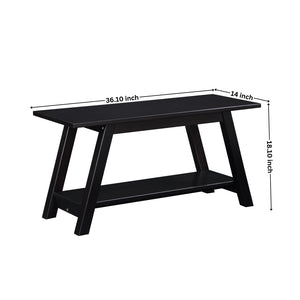 English Elm Elyz Farmhouse Pine Wood Bench with Open Shelf for Entryway or Bedroom Foot T2574P507055