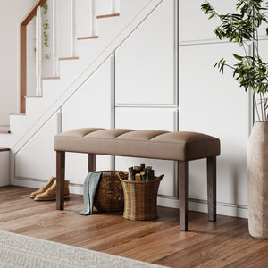 English Elm Strata Channel Tufted Velvet Dining Bench with Espresso Wood Legs for Modern Interiors T2574P507056