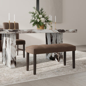 English Elm Strata Channel Tufted Velvet Dining Bench with Espresso Wood Legs for Modern Interiors T2574P507056