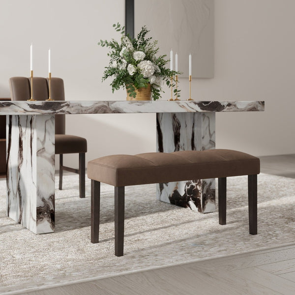 English Elm Strata Channel Tufted Velvet Dining Bench with Espresso Wood Legs for Modern Interiors T2574P507056