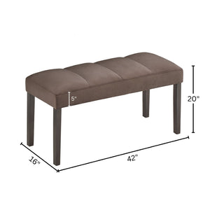 English Elm Strata Channel Tufted Velvet Dining Bench with Espresso Wood Legs for Modern Interiors T2574P507056