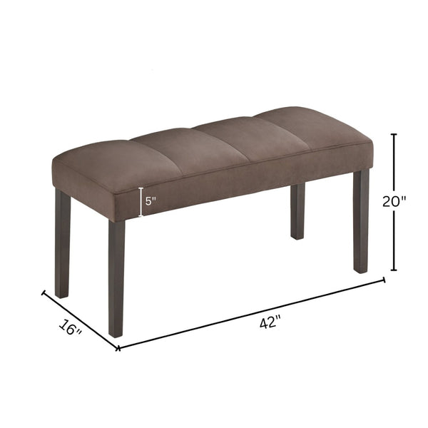 English Elm Strata Channel Tufted Velvet Dining Bench with Espresso Wood Legs for Modern Interiors T2574P507056