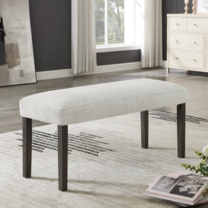 English Elm Sorlen Gray Fabric Upholstered Bench with Rubberwood Legs for Dining or Entryway T2574P507057