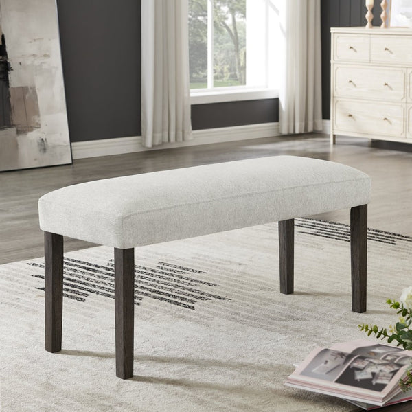English Elm Sorlen Gray Fabric Upholstered Bench with Rubberwood Legs for Dining or Entryway T2574P507057