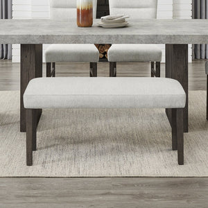 English Elm Sorlen Gray Fabric Upholstered Bench with Rubberwood Legs for Dining or Entryway T2574P507057
