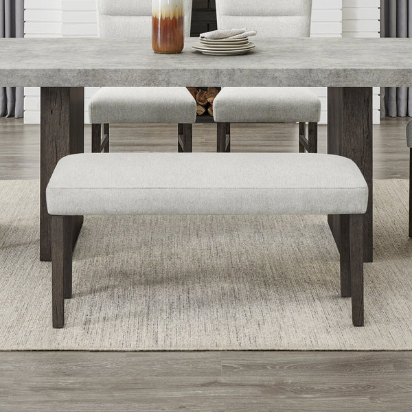 English Elm Sorlen Gray Fabric Upholstered Bench with Rubberwood Legs for Dining or Entryway T2574P507057
