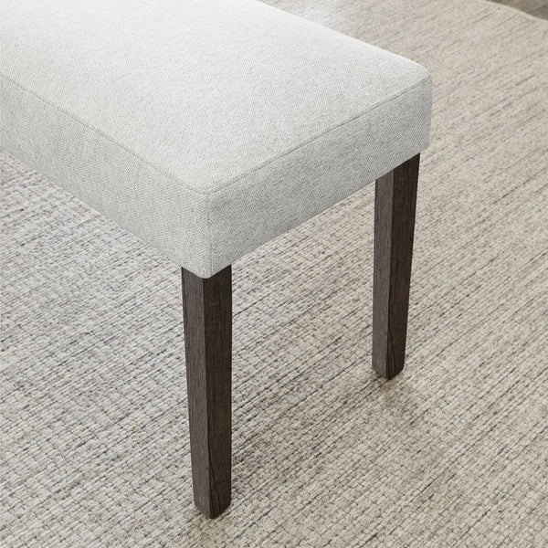 English Elm Sorlen Gray Fabric Upholstered Bench with Rubberwood Legs for Dining or Entryway T2574P507057