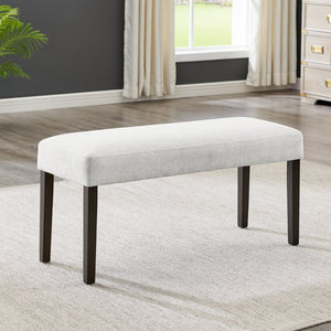 English Elm Madison Gray Cushioned Upholstered Bench with Rubberwood Legs for Dining or Bedroom T2574P507058