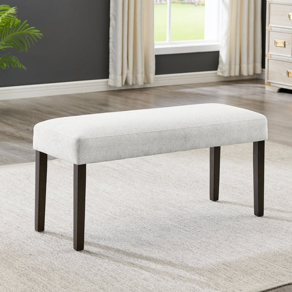 English Elm Madison Gray Cushioned Upholstered Bench with Rubberwood Legs for Dining or Bedroom T2574P507058