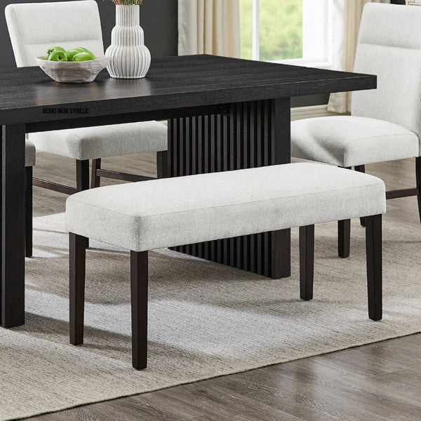 English Elm Madison Gray Cushioned Upholstered Bench with Rubberwood Legs for Dining or Bedroom T2574P507058