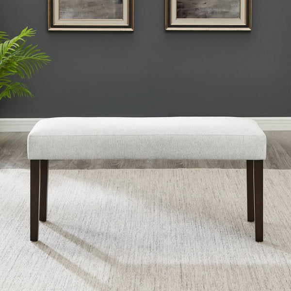 English Elm Madison Gray Cushioned Upholstered Bench with Rubberwood Legs for Dining or Bedroom T2574P507058