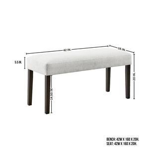 English Elm Madison Gray Cushioned Upholstered Bench with Rubberwood Legs for Dining or Bedroom T2574P507058