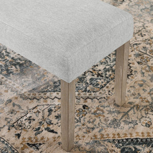 English Elm Zelalle Gray Fabric Dining Bench with Wire Brushed Rubberwood Legs for Modern Interiors T2574P507059