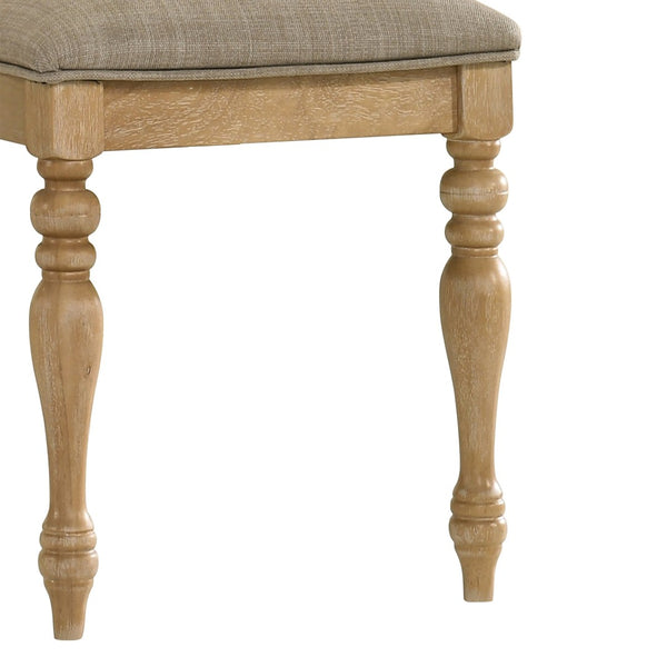 English Elm Verta Rubberwood Farmhouse Dining Bench with Turned Legs and Plush Beige Cushion T2574P507060