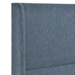English Elm Rozitta Velvet Wingback Queen Platform Bed with Foam Padded Panels and Gold Legs Blue T2574P508551