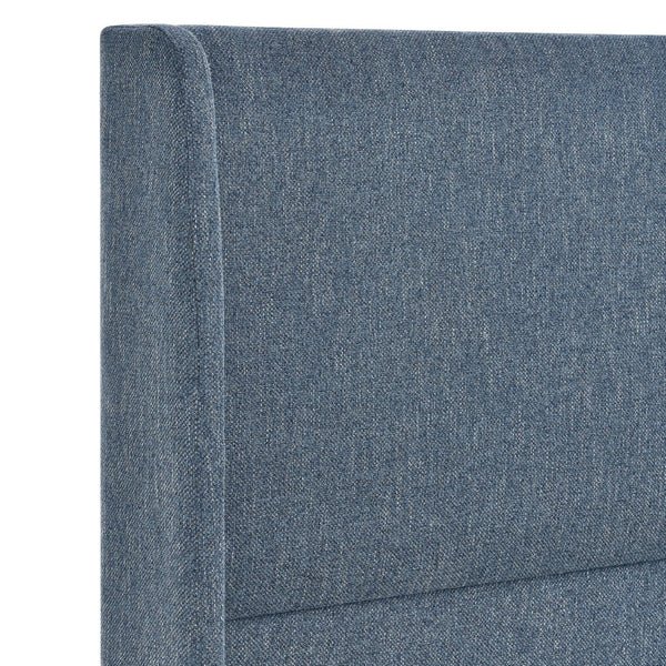 English Elm Rozitta Velvet Wingback Queen Platform Bed with Foam Padded Panels and Gold Legs Blue T2574P508551