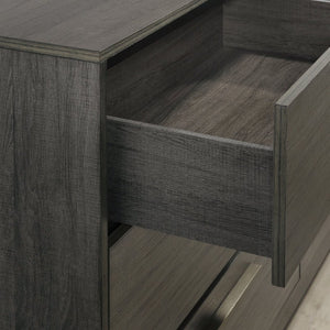 English Elm Ioana 5 Drawer Hardwood Chest Antique Grey Grain Inlay Brushed Metal Bedroom Storage T2574P509291