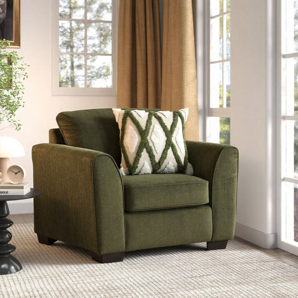 English Elm Marvella Chenille Accent Armchair with Geometric Pillow for Modern Farmhouse Rooms T2574P510103
